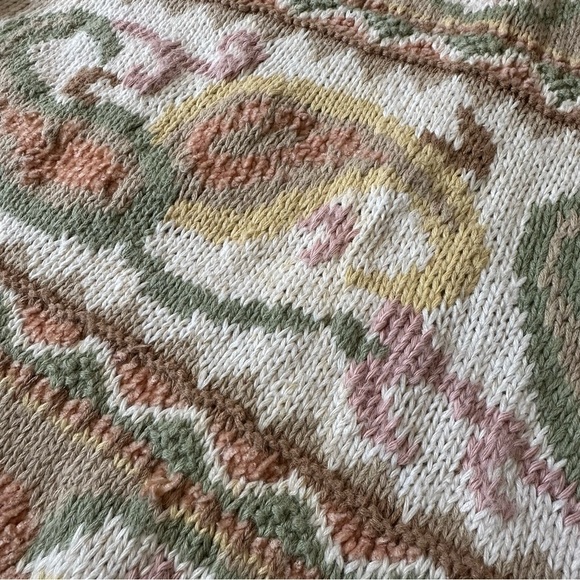 Express Vintage Womens Paisley Cotton Blend Sweater XS Oversize - Picture 7 of 9